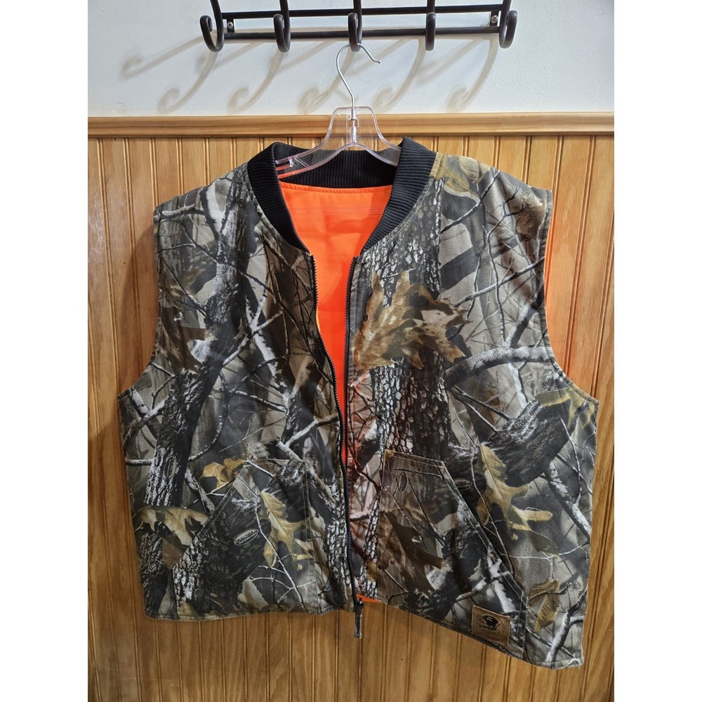 Vintage Mad Dog Gear Realtree Hardwoods Camo Hunting Reversible Vest  XL